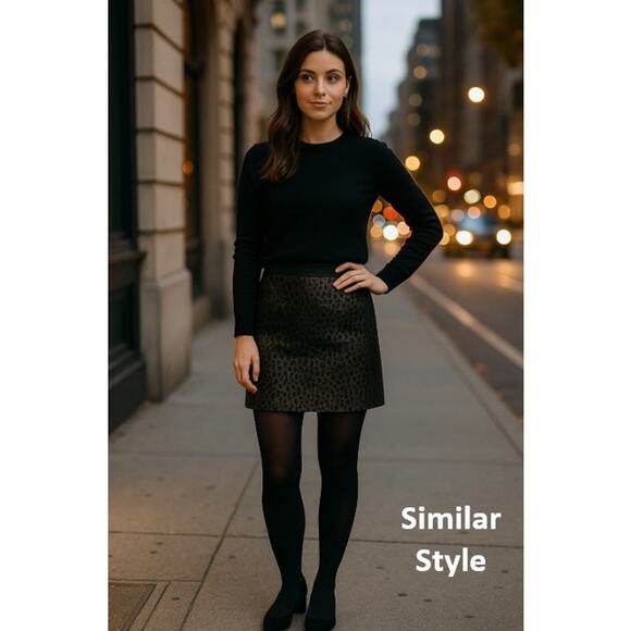 Ann Taylor Leopard Jacquard Mini Skirt Women’s 2 Black Bronze Animal Print - Picture 8 of 8